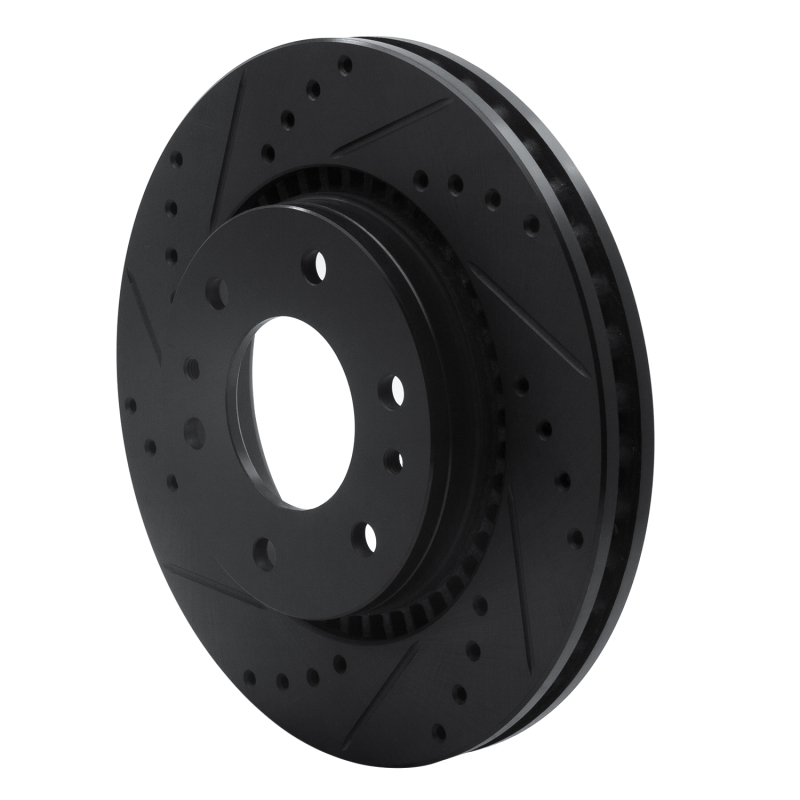 Buick Rainier Brake Rotor (1) - Front Left - R1 Concepts - Drilled & Slotted - Black - `06-`09